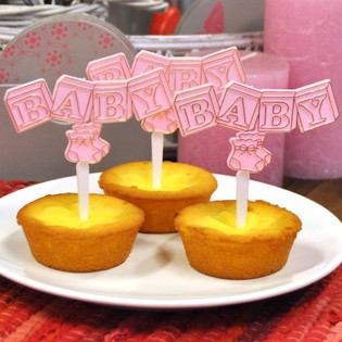 Birth Cupcake Pick - Baby Pink (12 pcs)