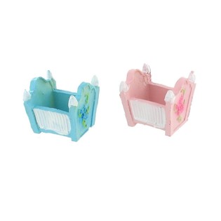 Baby Shower Cake Topper - Baby Crib - Pink/Blue (2 pcs.)