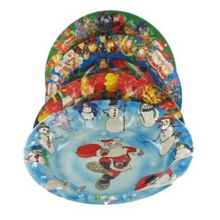 Deep Plastic Christmas Plates (9 pcs)