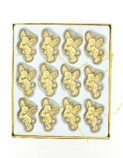 12 Golden Christmas Angels in Box