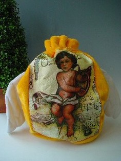 Small Faux Fur Gift Bag with Angel Wings (Pack of 2)