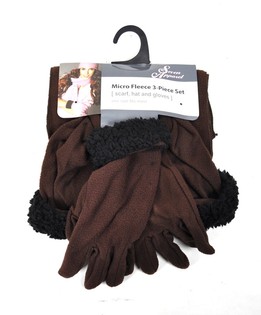 3-PIECE MICRO FLEECE SET BROWN