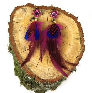Feather Earring with Rhinestone (1 pc)