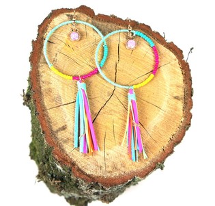Multicolor Ibiza Style Long Earrings (1 pc)