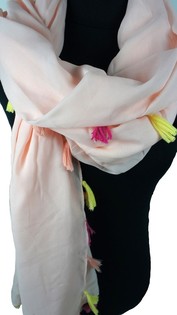 Luxury Ibiza Scarf Salmon with Tassels (1 pc)
