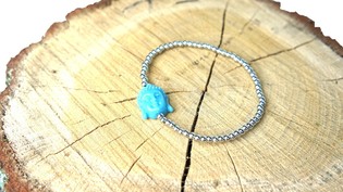 Ibiza Style Silver Look Bracelet with Buddha (1 pc)