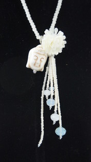 Cream Buddha Necklace (1 pc) | Ibiza-Style Long Necklace
