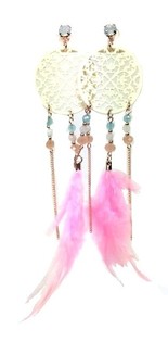 Ibiza Style Pink Feather Earrings (1 pc)