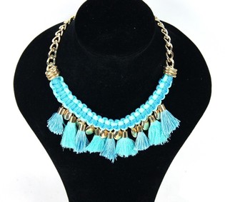 Luxury Ibiza Look Necklace with Blue Tassels (1 pc)