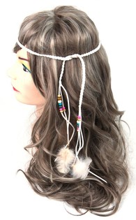 Ibiza Style Headband with Beads White (1 pc) - B2B Wholesale