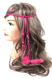 Ibiza Style Hairband with Beads Fuchsia (1 pc)