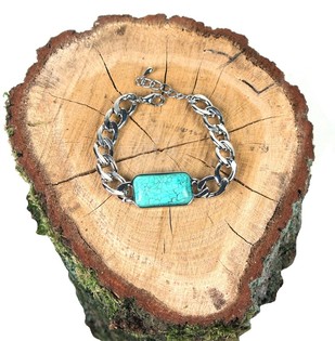 Ibiza Style Chain Bracelet Silver/Blue (1 pc)