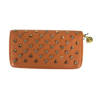 Cognac Studs/Rhinestones Wallet (1 pc)