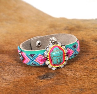 Ibiza Bracelet Silver Green Buddha (1 pc.)