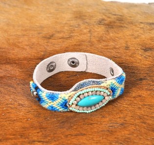 Luxury Ibiza Bracelet Silverlook & Turquoise (1 pc)