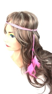 Headband with Feathers Pink (1 pc)