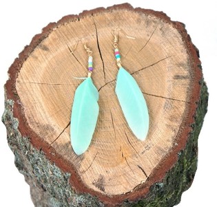 Feather Earrings Mint (1 pc)
