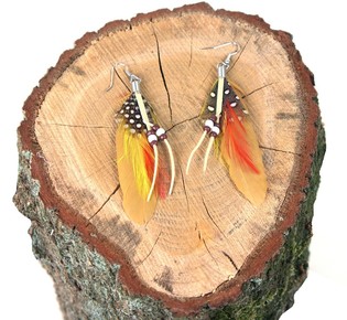Feather Earrings Brown (1 pc)