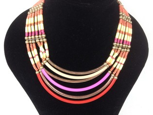 Luxury Ibiza Style Necklace Pink / Orange / Gold (1 pc)