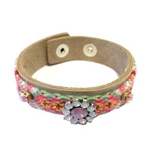Luxury Ibiza-Style Bracelet Cream/Taupe Flower (1 pc)