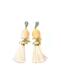 Ibiza Style Buddha Earrings Off-White / Soft Pink (1 pc)