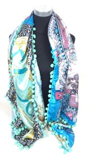 Luxury Reversible Ibiza Scarf Mint/Blue/Floral (1 pc)