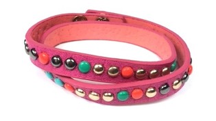 Ibiza Style Studded Bracelet Fuchsia