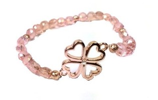 Ibiza Style Bracelet Pink Clover - Elastic (1 pc)