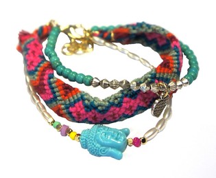 Ibiza Look Bracelet 3-Layer with Buddha (1 pc)