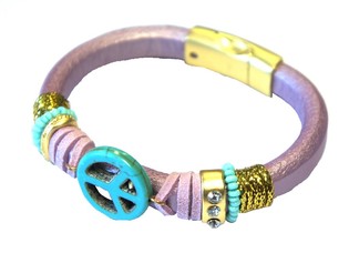 Ibiza Bracelet Purple Peace Sign (1 pc)