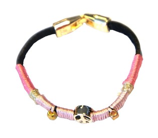 Ibiza Look Bracelet with Peace Sign Pink (1 pc)