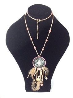 Ibiza Style Necklace Dreamcatcher Salmon (1 pc)