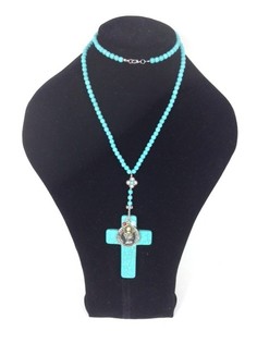 Turquoise Cross Necklace Ibiza Style (1 pc)