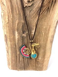 HANDMADE ORIGINALS Ibiza Necklace with Bluestone Orange/Blue (1 pc)