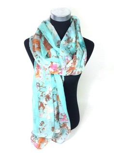 Ibiza Style Scarf Turquoise with Pink/Brown (1 pc)