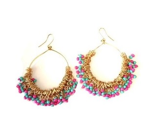 EARRINGS FUCHSIA TURQUOISE (1 pc)
