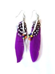 Ibiza Style Feather Earrings Purple (1 pc)