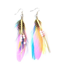 Ibiza Style Feather Earrings Pink (1 pc)