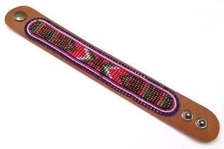 Aztec Leather Bracelet Blue Rhinestone (1 pc)