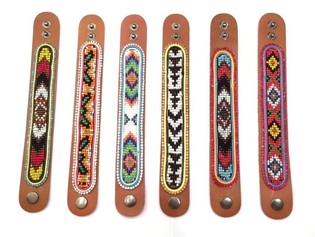 Leather Aztec Bracelet with Rhinestones Mix Pack (6 pcs)
