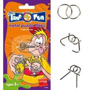 SMIFFY'S 3 Metal Trick Puzzles on Card (24 pcs.)