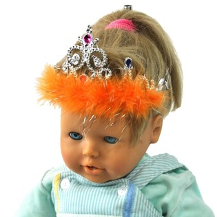 SILVER crown with ORANGE PLUSH EDGE (12st).