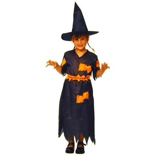 WITCH DRESS ORANGE / BLACK CHILDREN - SIZE 146