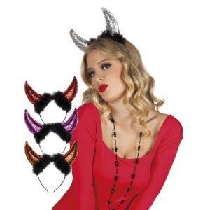 Glitter Devil Horns Headband (6 pcs)