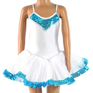 White/Blue Tutu for Children - Size 8