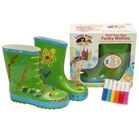 FUNKY WELLIES - COLOR YOUR OWN RAIN BOOTS - GREEN / SIZE: 26