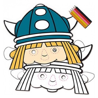 8 pieces INKLEUR MASKS FROM WICKIE DE VIKING + COLORED PENCILS (12pcs)