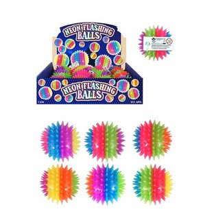 BIG NEON SPIKEY LUMINOUS BALL BALLS, 7.5 Cm. IN DISPLAY (12st.)