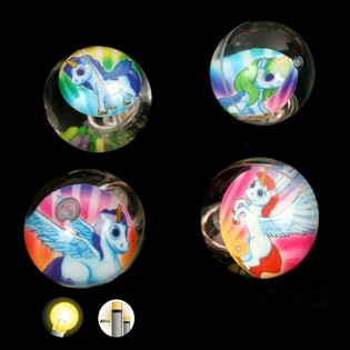 BIG LUMINOUS UNICORN / UNICORN BALL BEADS, 6,5 CM (12 pcs)