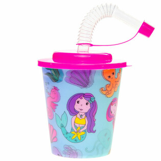 Drinking Cup / Ice Cream Cup with Straw &ndash; Mermaid (12 pcs)